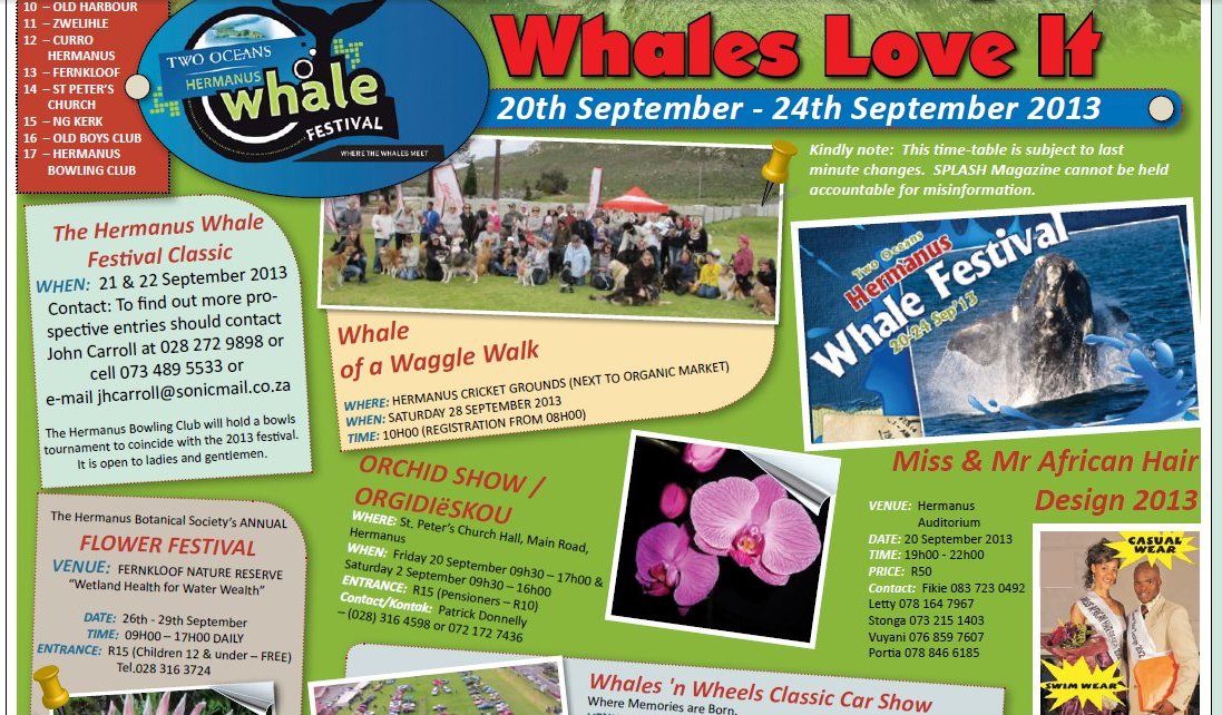 Hermanus Whale Festival events schedule 2013