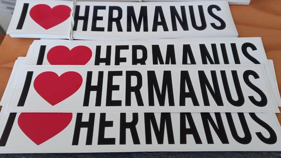 i love Hermanus stickers are available for your car back bumper, shop windows and all over Hermanus, near Cape Town, South Africa