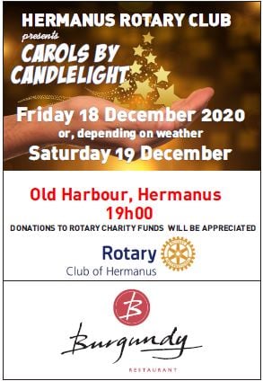 Christmas Carols 18th & 19th Dec 19.00pm in Hermanus Old Harbour