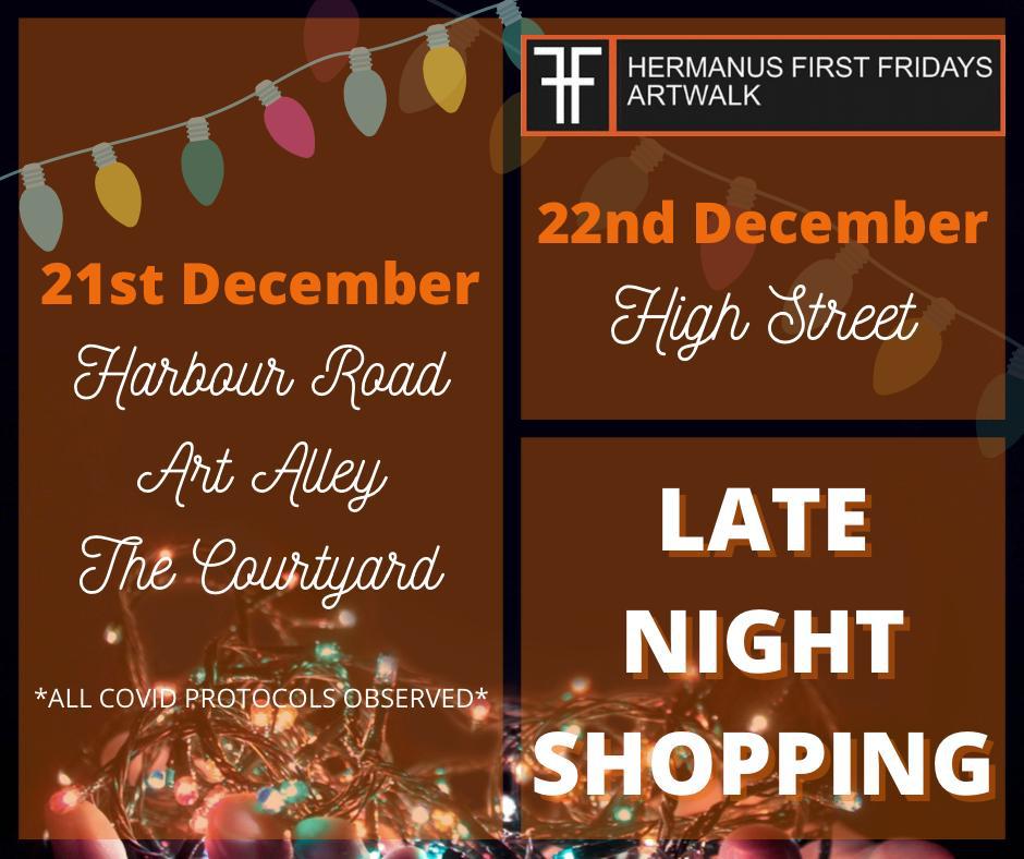 Christmas Art Markets in Hermanus - 21st Dec Harbour Road / 22nd Dec High Street