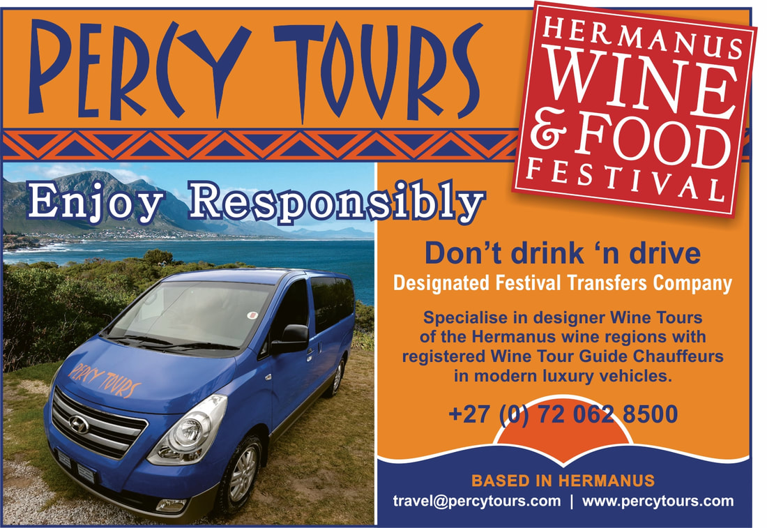 Hermanus Wine & Food Festival official Transfers services - PERCY TOURS 072-062-8500 - Don't Drink and Drive - ARRIVE ALIVE